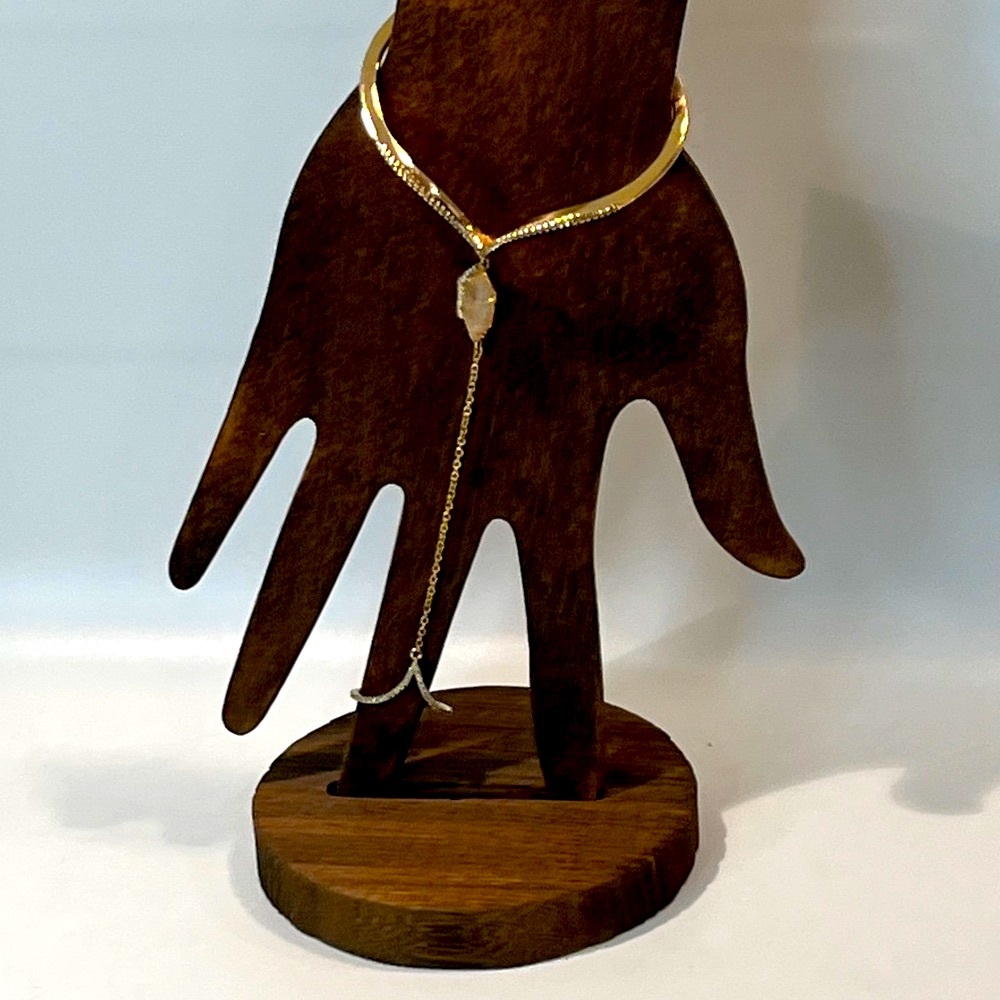 Hand Chain  Bracelet with Crystal Accent - Picture 6 of 8